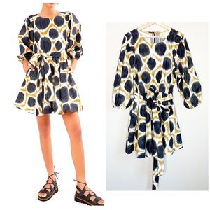 Anthropologie Maeve Destin Mini Dress Gray Yellow Size L